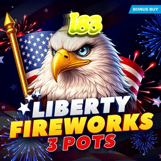 Liberty Fireworks 3 Pots سلاٹ گیم کا ایک متحرک منظر جس میں آتش بازی اور جشن کا ماحول دکھایا گیا ہے۔